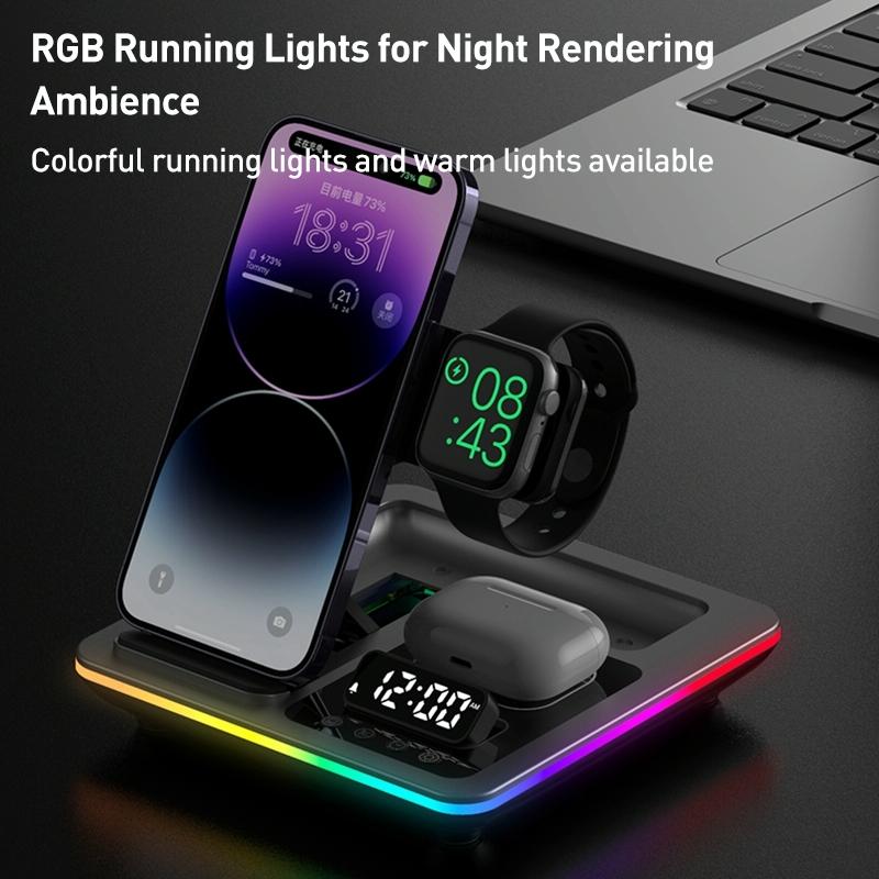 15W 5 In 1 Foldable Wireless Charger Stand - Black