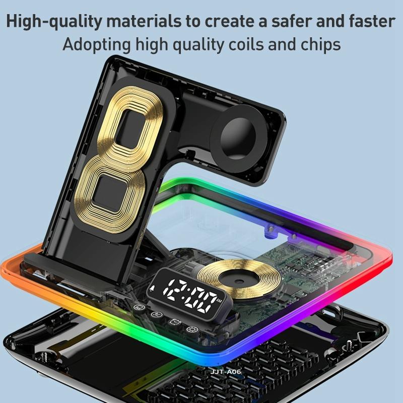 15W 5 In 1 Foldable Wireless Charger Stand - Black