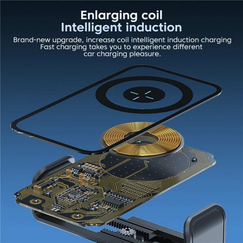 High Power Car Wireless Charger with Phone Bracket - Transparent 66w