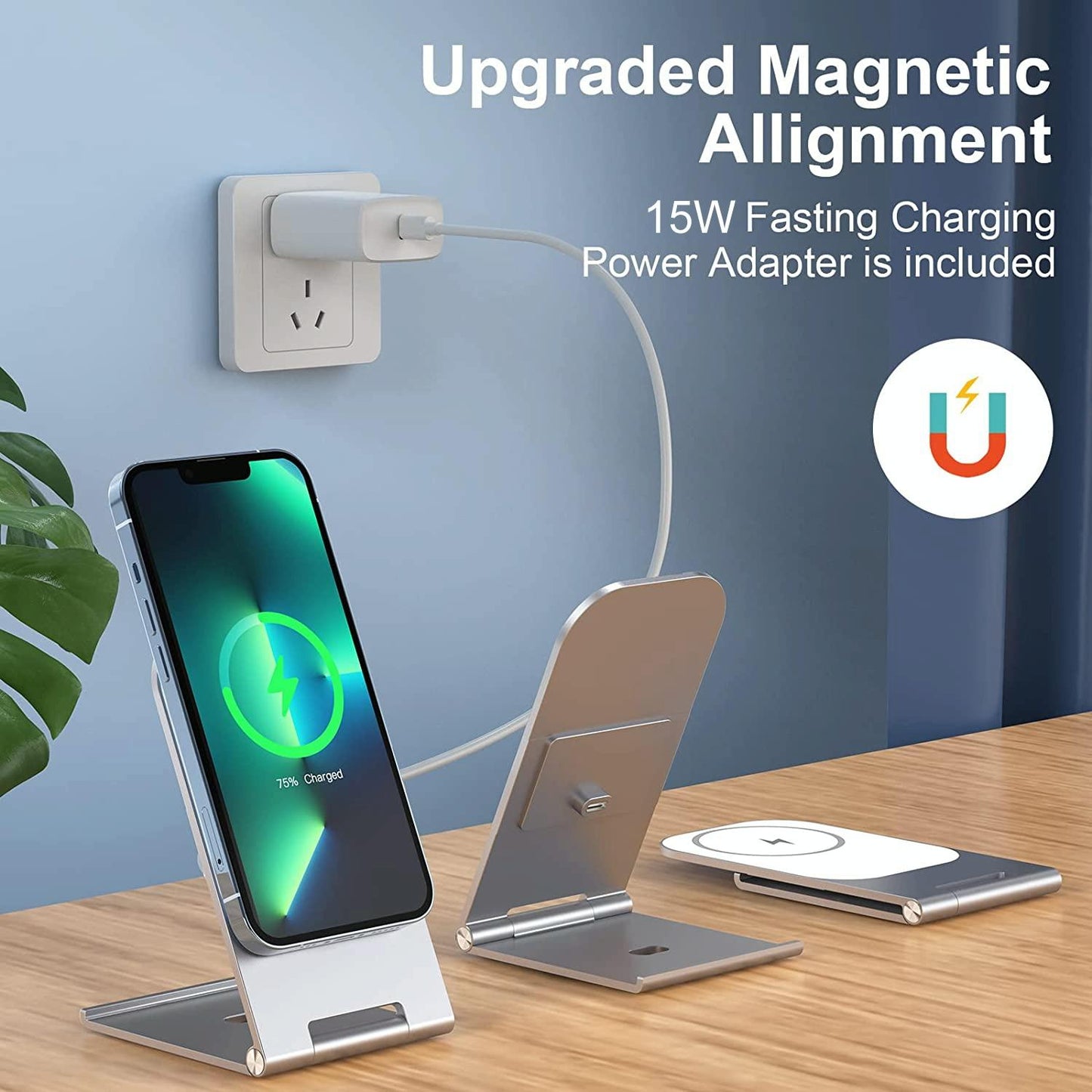 15W Magnetic Wireless Charger For Iphone 12+ - Black