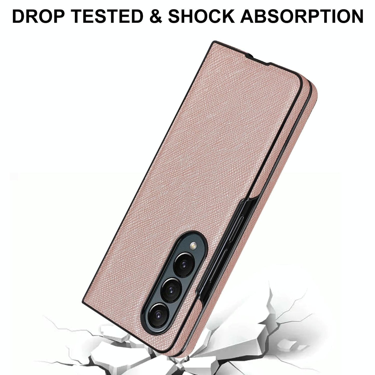 For Samsung Galaxy Z Fold4 5G Foldable Cross Pattern Phone Case - Compact Design - Black