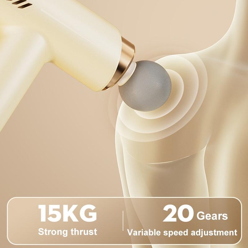 Silent Fascia Gun For Muscle Relaxation - High Frequency Vibration Massager - Khaki