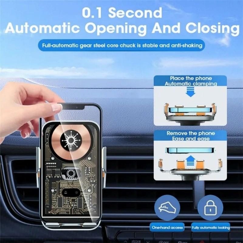 15w Fast Wireless Charger with Infrared Sensor for C10 Car Navigation - Transparent Stand - Blue