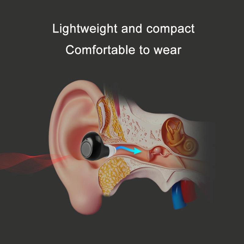 Wireless In Ear Hearing Amplifier For Seniors Black