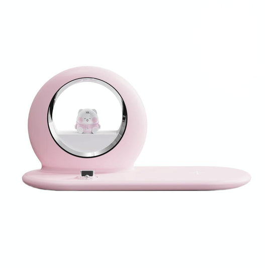 10W Cartoon Wireless Fast Charger With Night Light Pink
