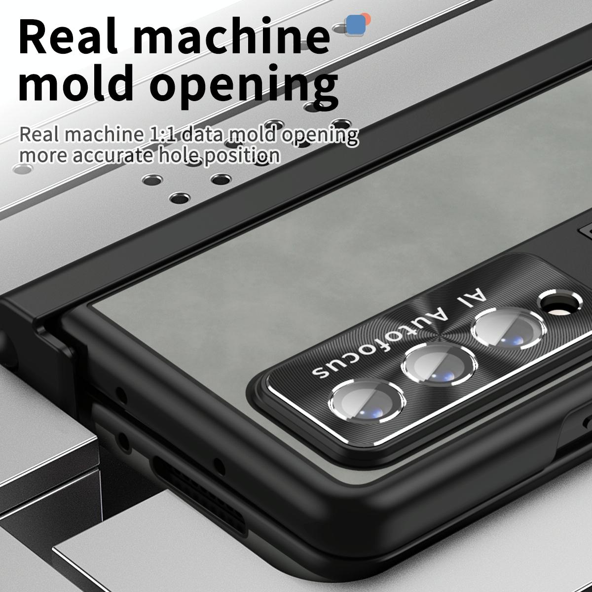 For Samsung Galaxy Z Fold4 5G Magnetic Phone Case - Napa Pattern - Black