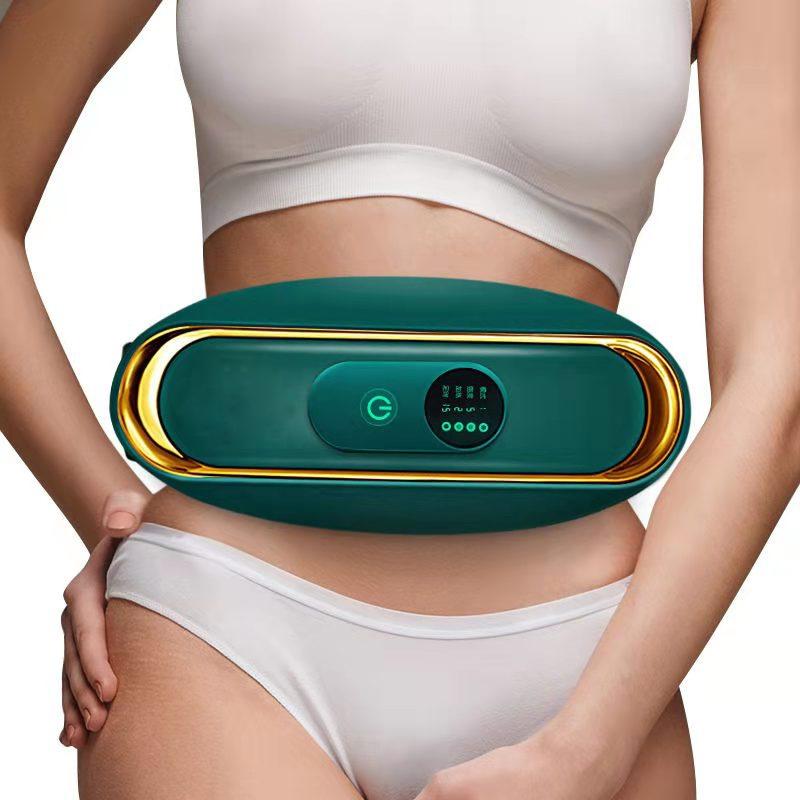Hot Compress Abdominal Massage Belt For Menstrual Relief Green - White