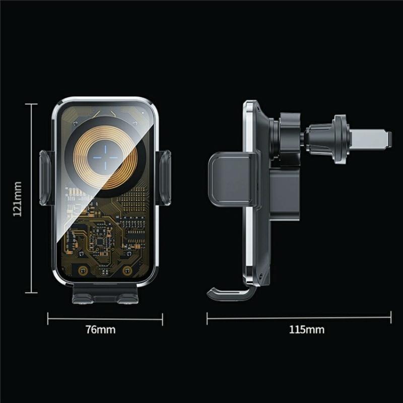 15w Fast Car Vent Wireless Charger with Intelligent Induction - Silver