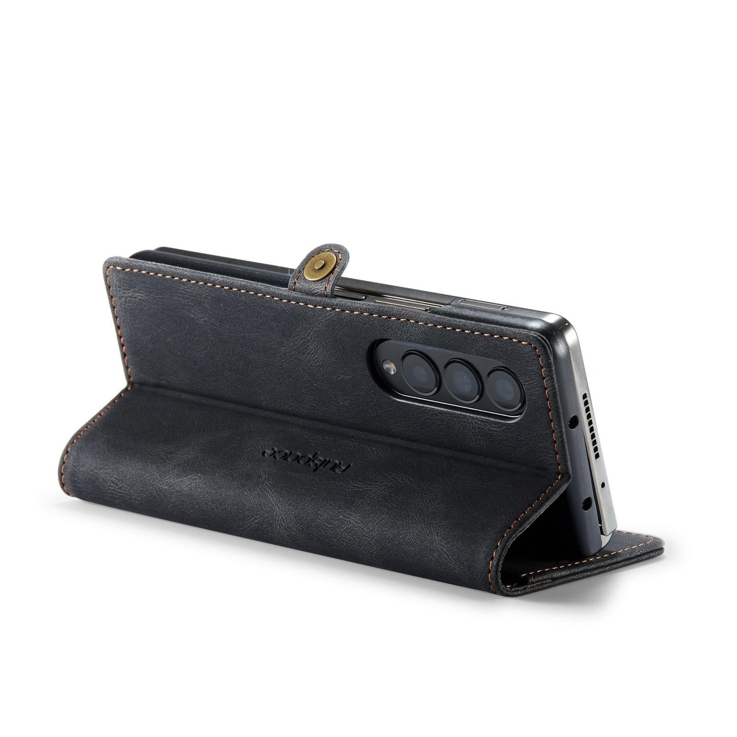 For Samsung Galaxy Z Fold4 5G Vintage Rfid Leather Phone Case - Blue