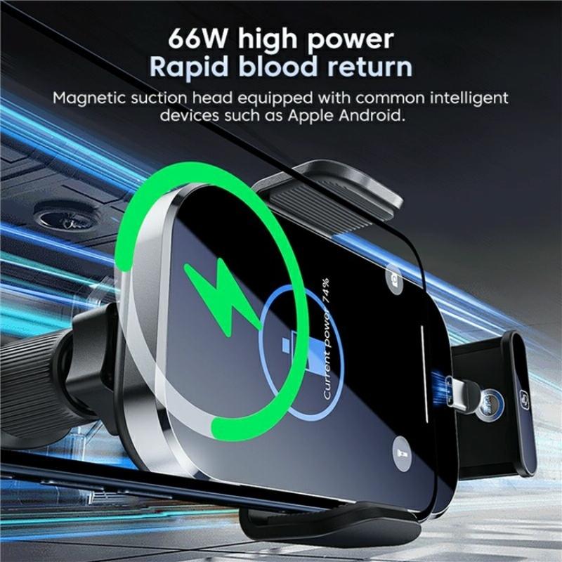 Intelligent Induction Wireless Car Charger - 66w High Power - Silver