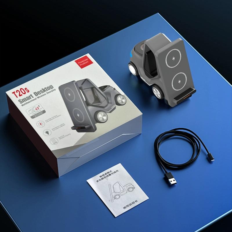 15W 3 In 1 Forklift Wireless Charger With Led Light - Orange