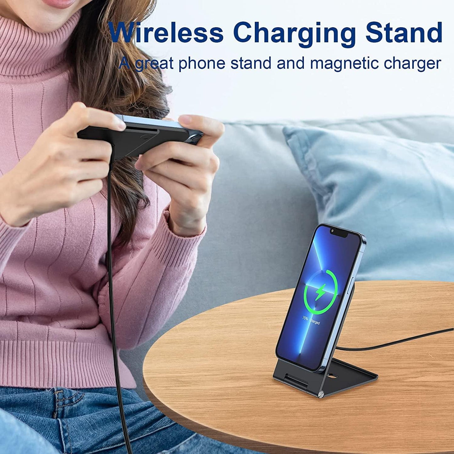 15W Magnetic Wireless Charger For Iphone 12+ - Silver