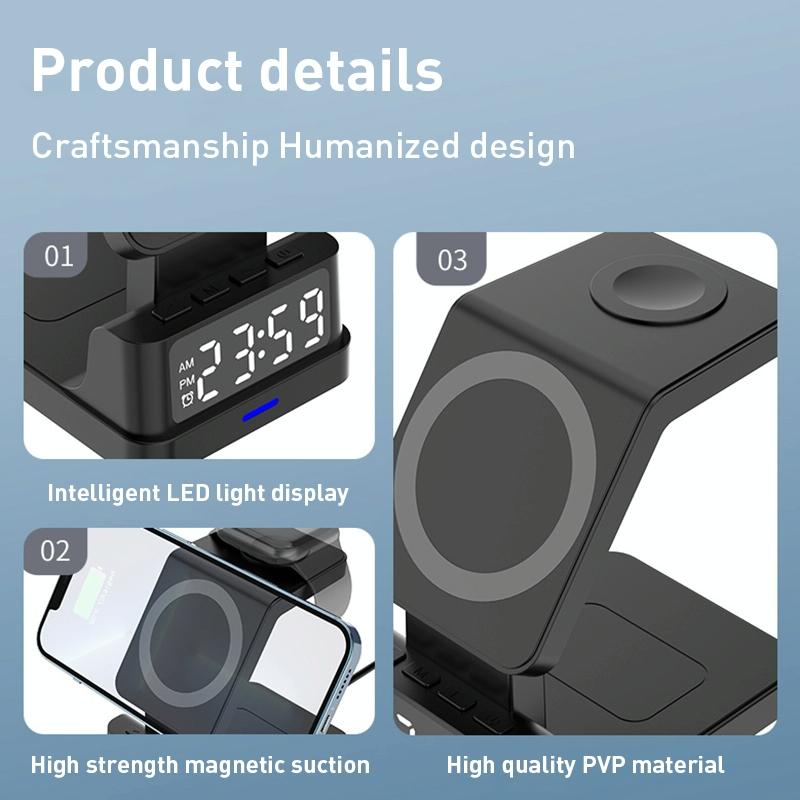 15W 4 In 1 Magnetic Desktop Wireless Charger Black