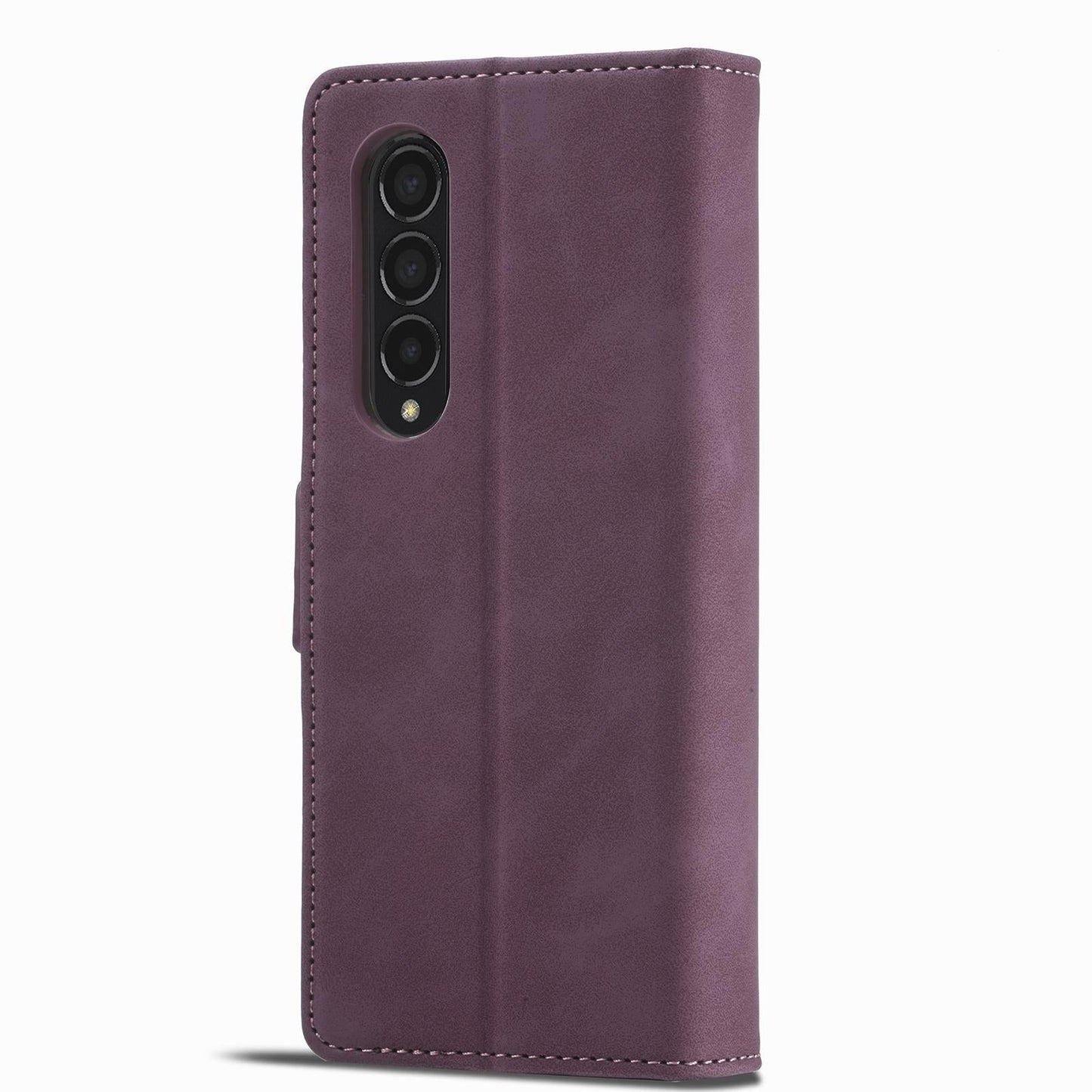 For Samsung Galaxy Z Fold4 5G Leather Dual Side Buckle Phone Cover - Wine Red