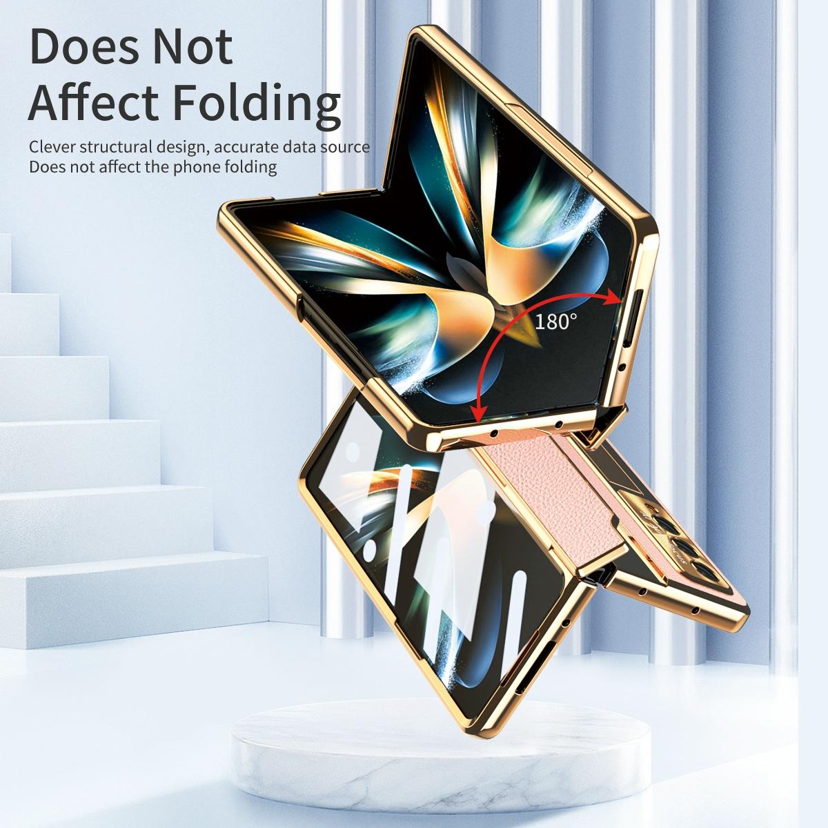 For Samsung Galaxy z Fold4 5G Full Coverage Phone Case with Hinge - Integrated Design - Gold