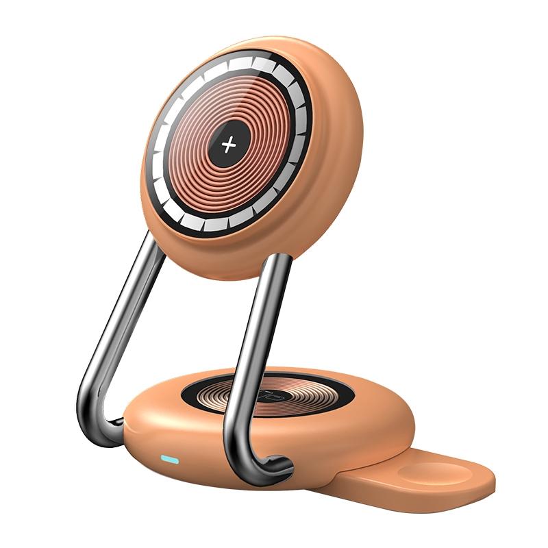15W 3 In 1 Transparent Magnetic Wireless Charger - Orange