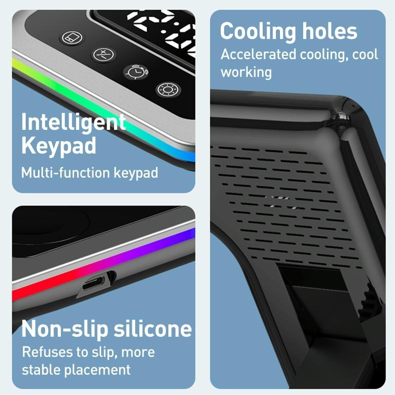 15W 5 In 1 Foldable Wireless Charger Stand - Silver