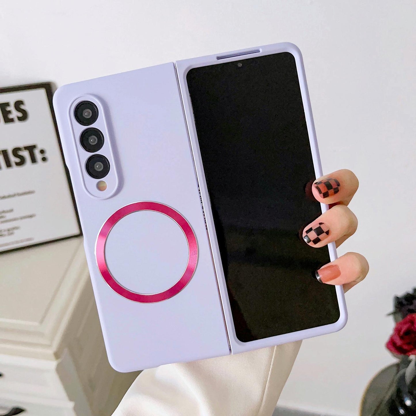 For Samsung Galaxy Z Fold4 5G Magnetic Skin Case - Magsafe - Purple