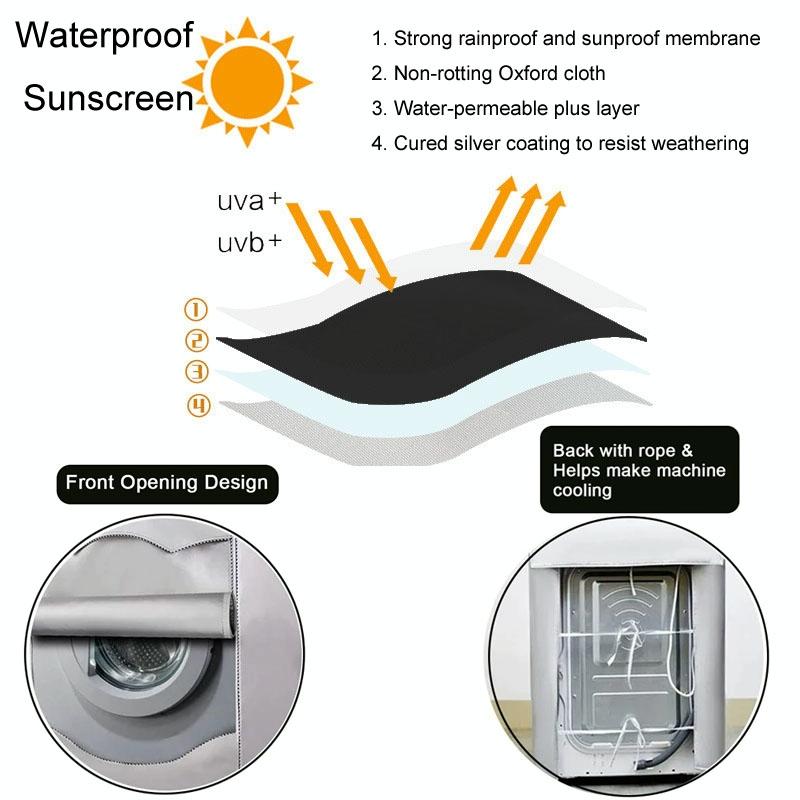 Waterproof Dustproof Cover for 420d Roller Boiler Washing Machine - 60x53x85cm Size - Black - 69X84X100Cm