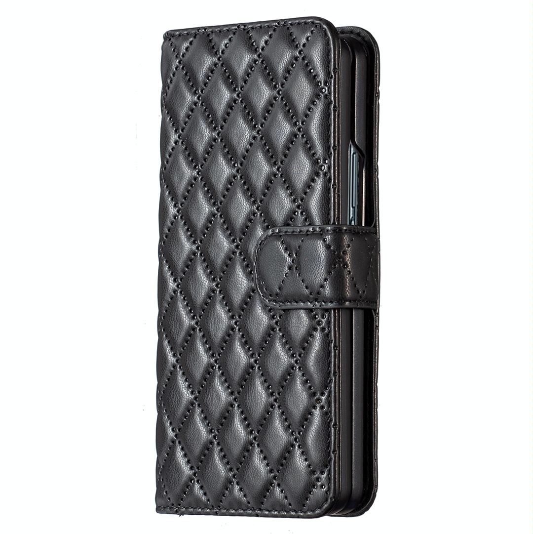 For Samsung Galaxy Z Fold4 5G Diamond Lattice Flip Wallet Case - Green