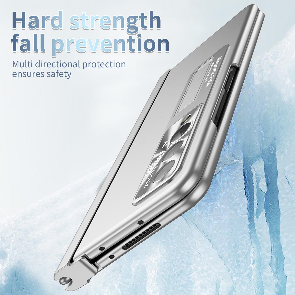 For Samsung Galaxy Z Fold4 5G Foldable Phone Case With Pen Slot - Electroplated - Blue