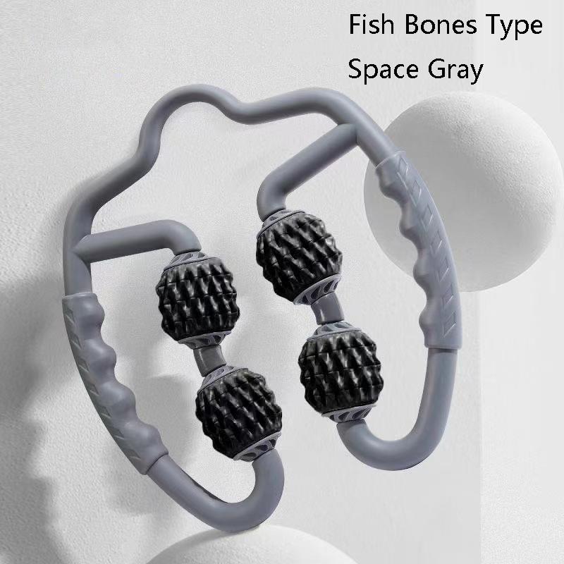 Muscle Massage Roller Foam Shaft For Yoga & Fitness - Fish Bones Type Space Gray