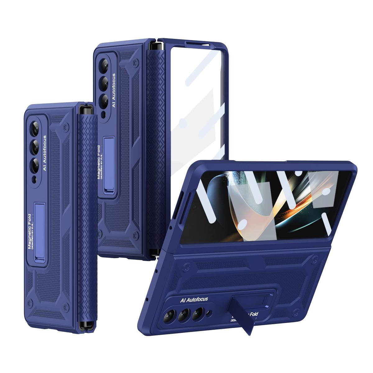 For Samsung Galaxy Z Fold4 5G Telescopic Hinge Foldable Phone Case With Stand - Purple