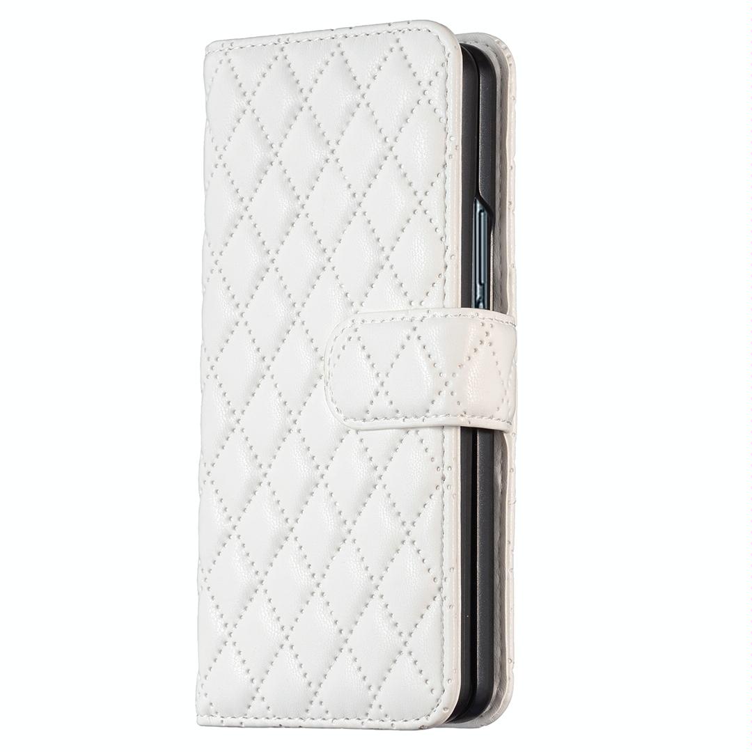 For Samsung Galaxy Z Fold4 5G Diamond Lattice Flip Wallet Case - White