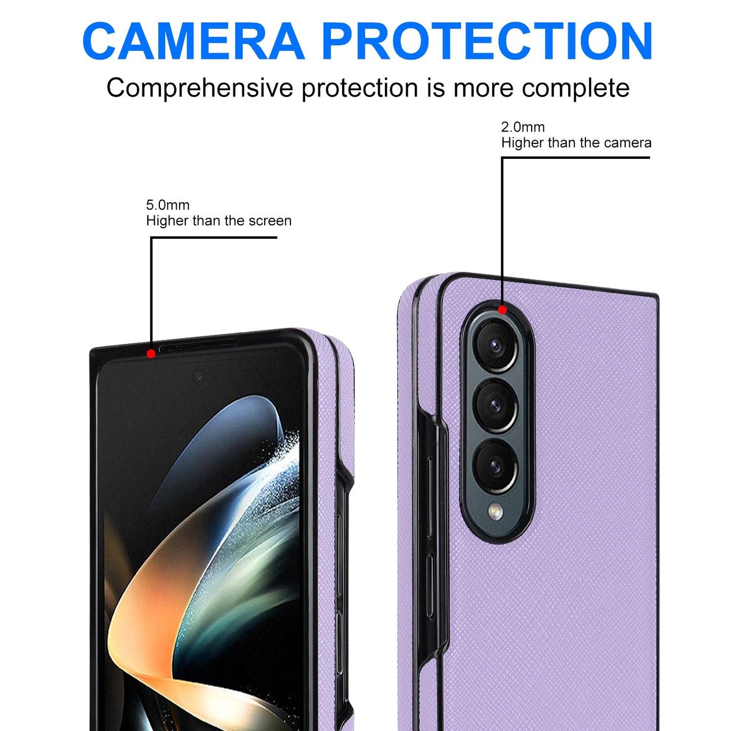 For Samsung Galaxy Z Fold4 5G Foldable Cross Pattern Phone Case - Compact Design - Purple