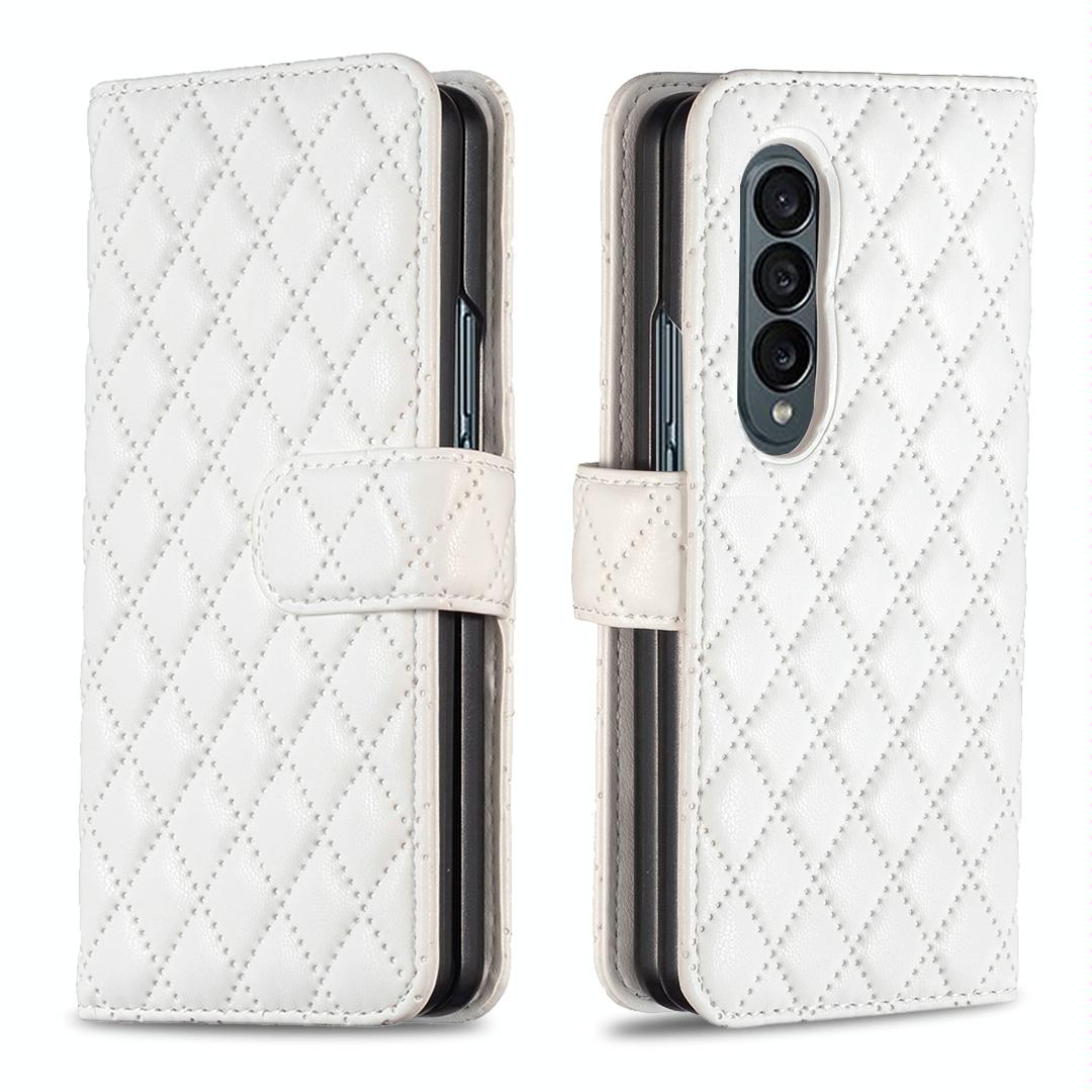 For Samsung Galaxy Z Fold4 5G Diamond Lattice Flip Wallet Case - Blue
