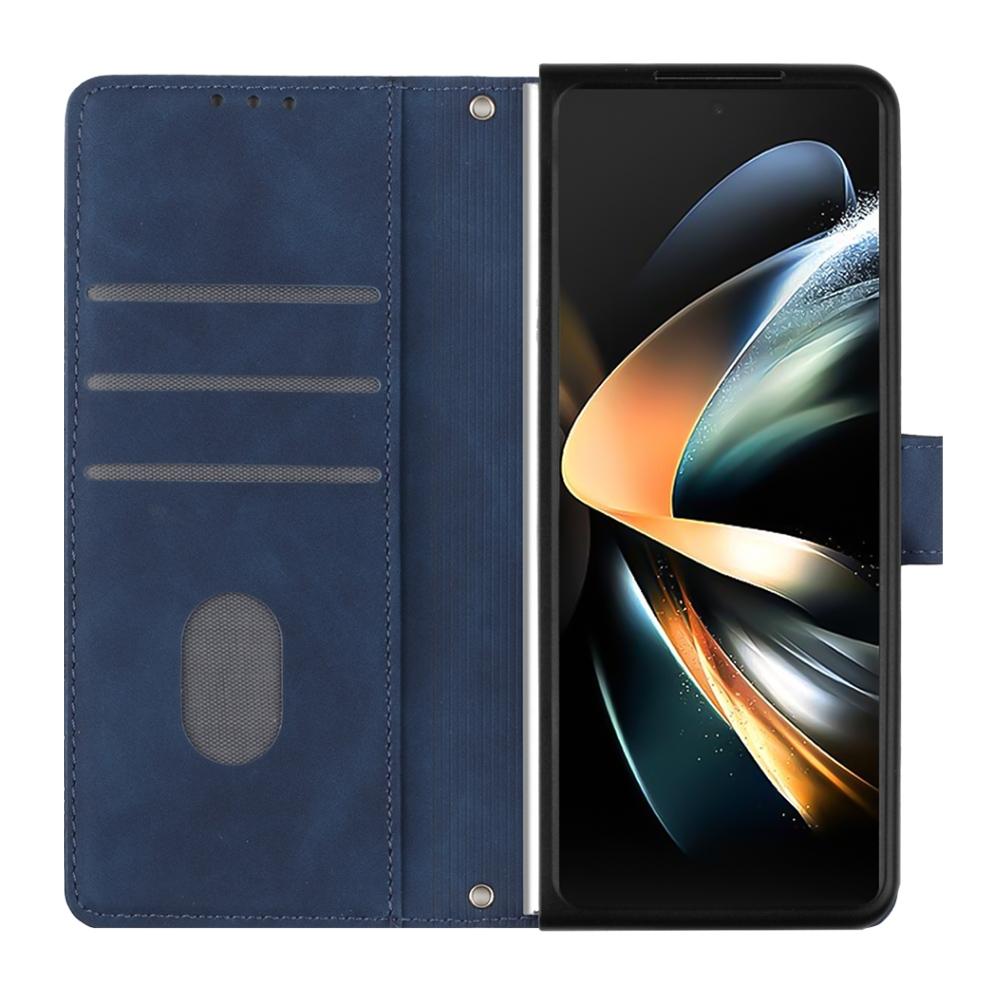 For Samsung Galaxy z Fold4 5G Embossed Leather Flip Crossbody Phone Case - 3d Design - Brown