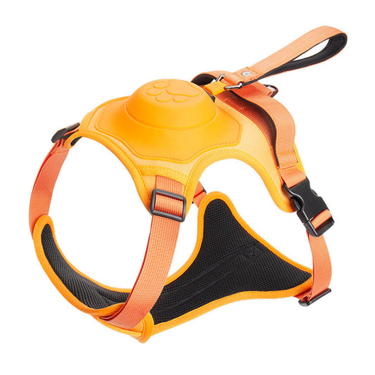 Vibe Geeks Ultimate 2-in-1 Reflective No-pull Dog Harness with Retractable Leash and Control Handle - Orange - Xl