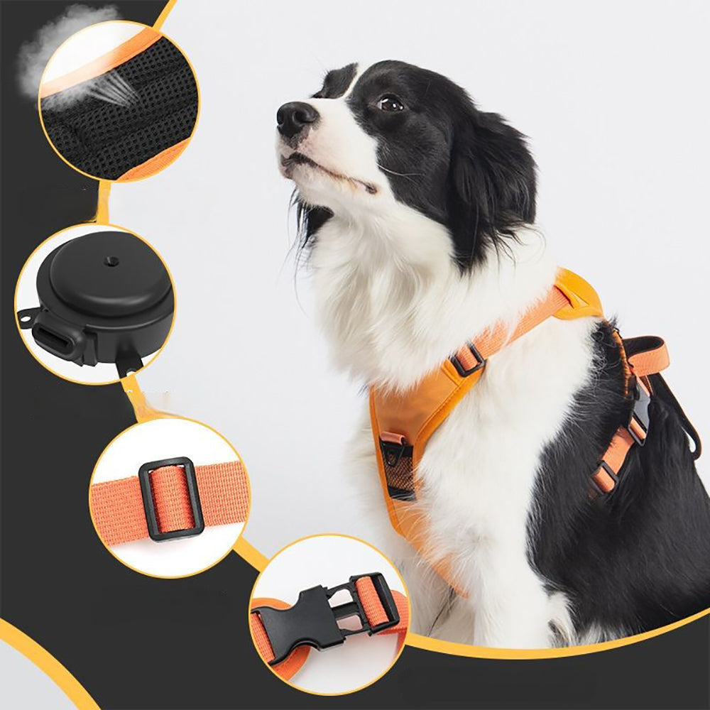 Vibe Geeks Ultimate 2-in-1 Reflective No-pull Dog Harness with Retractable Leash and Control Handle - Red - M