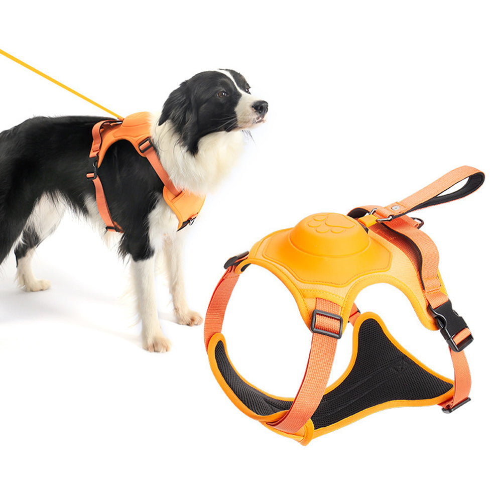 Vibe Geeks Ultimate 2-in-1 Reflective No-pull Dog Harness with Retractable Leash and Control Handle - Red - Xl