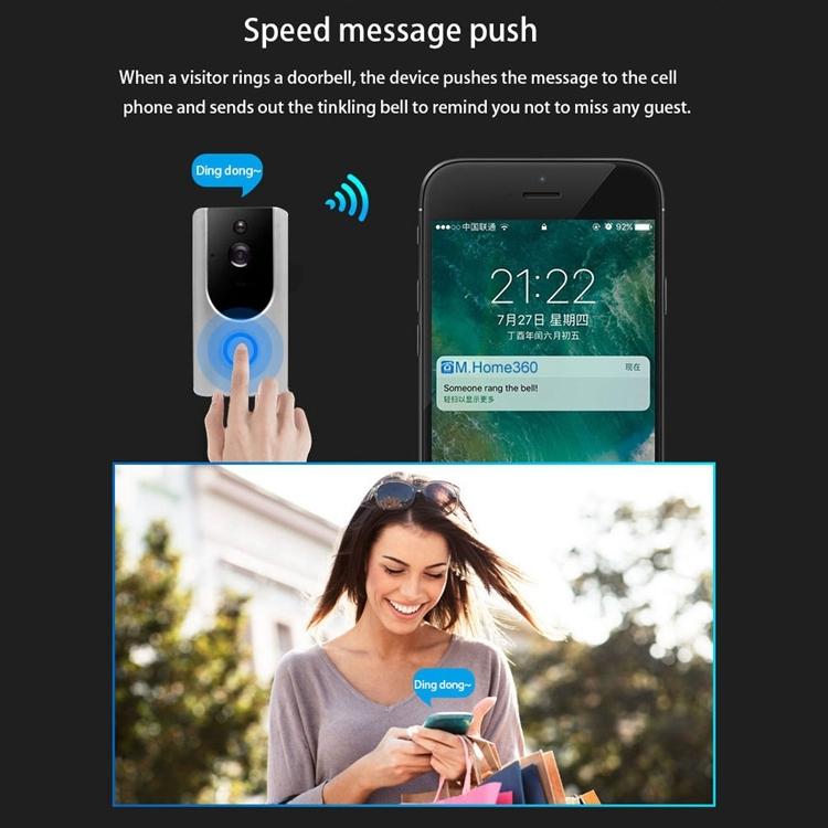 Smart Wifi Video Doorbell With Night Vision & Pir Detection