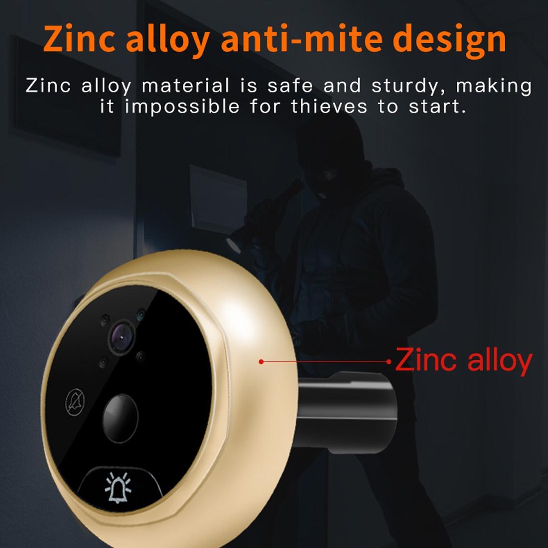 Smart Digital Door Viewer With Motion Detection And Video Alarm - 4.3 Screen - Tf Card Support - Gold