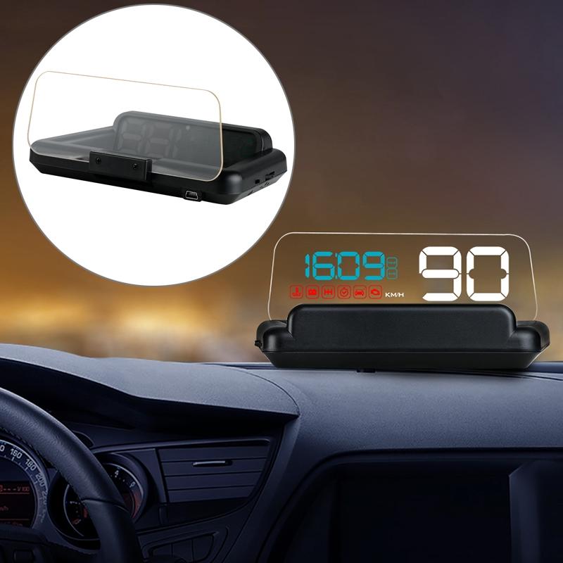 Virtual Hd Car Hud Display Speed Rpm Water Temp Oil Consumption Distance / Time Voltage Over Speed Alarm - Blue