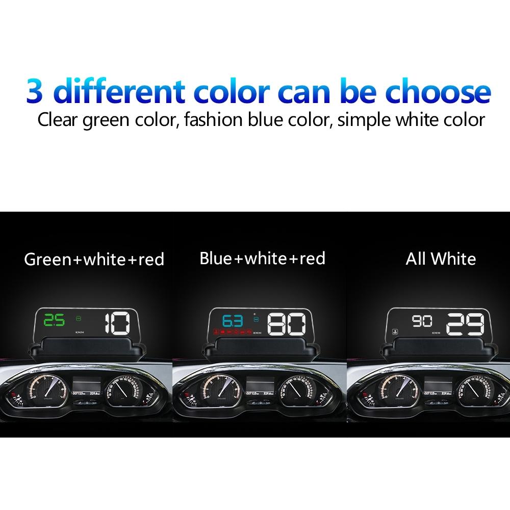 Virtual Hd Car Hud Display Speed Rpm Water Temp Oil Consumption Distance / Time Voltage Over Speed Alarm - Blue