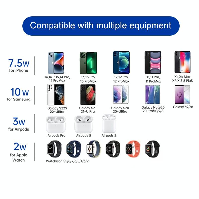 15W 3 In 1 Aluminum Wireless Charger - Blue