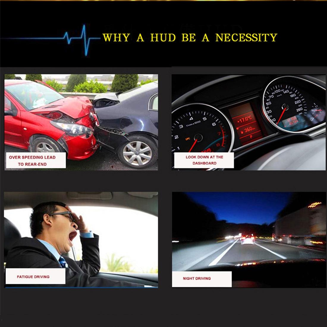 3.5 Inch Car Hud With Gps 2 Display Modes Light Sensors Speed & Compass Speed Alarm - Green Light