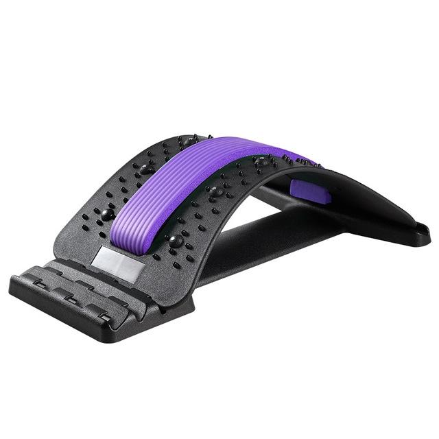 Back Pain Relief Device Lumbar Traction Stretcher - Black Purple