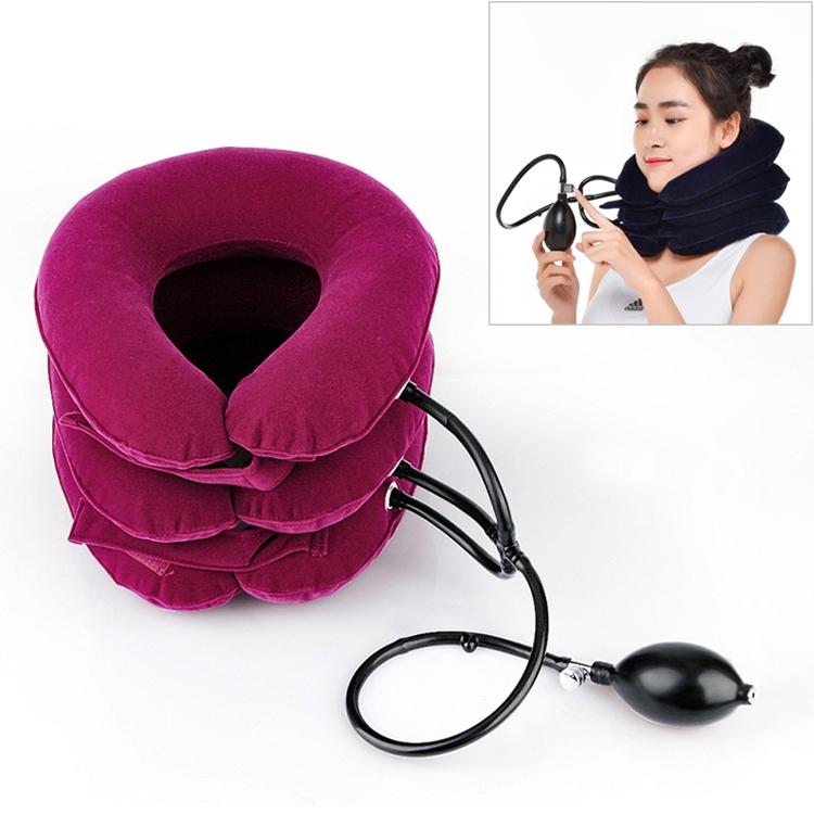 Full Cashmere Cervical Traction Instrument Neck Massage & Support - Rose Red