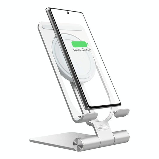 15W Foldable Wireless Charger & Phone Holder - Silver