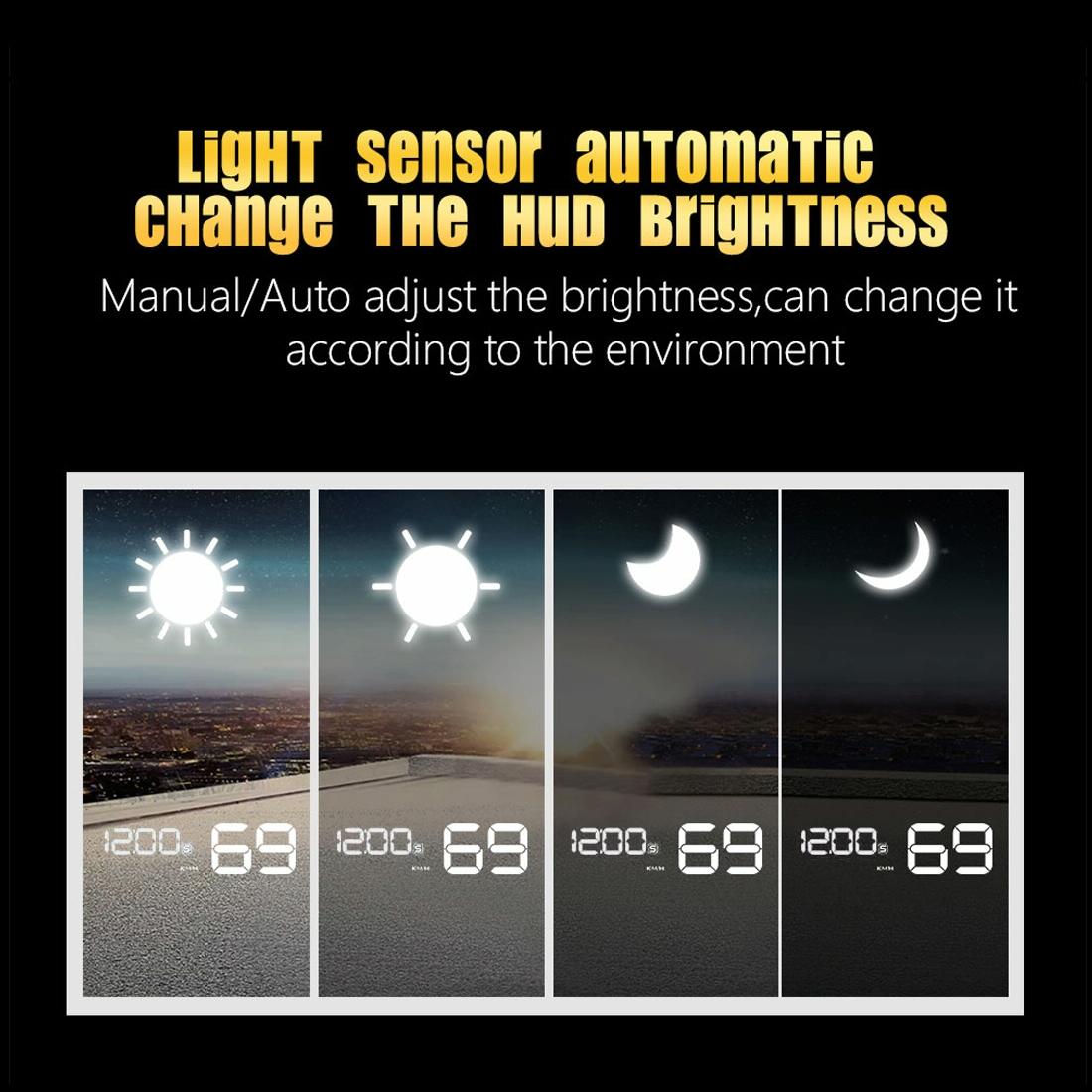 Virtual Hd Reflection Board Car Gps Hud Speed & Distance Display Over / Under Speed & Voltage Alarm Fatigue Driving - White