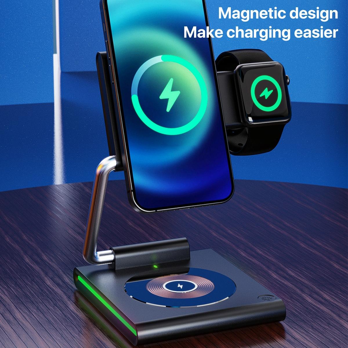 15W Foldable Magnetic Wireless Charger - White