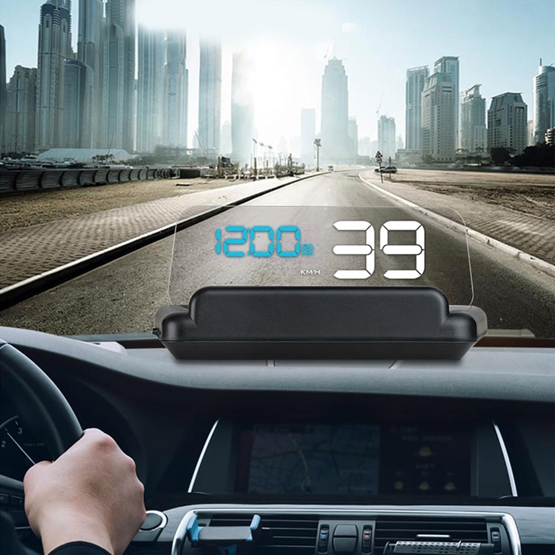 Virtual Hd Reflection Board Car Gps Hud Speed & Distance Display Over / Under Speed & Voltage Alarm Fatigue Driving - Blue