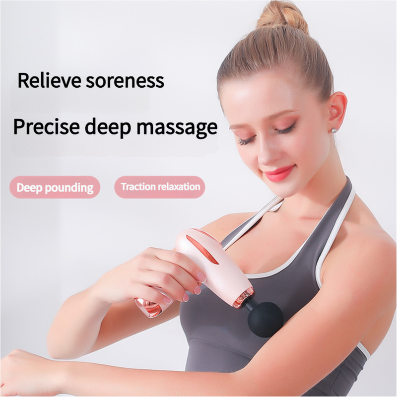 Black Mini Portable Fascia Gun - 6-Speed Adjustable Muscle Massage Gun, Type-C Charging, 5W Power