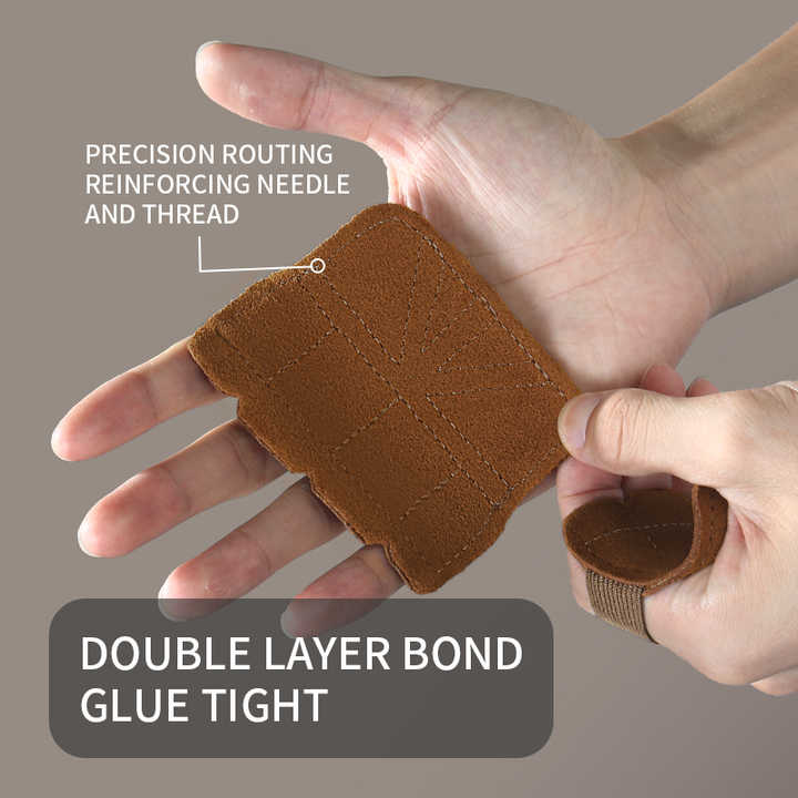 2 Pairs Grey Premium Leather Grip Protection for Fitness | 4-Finger Cowhide Weightlifting Gloves - Durable, Non-Slip, and Abrasion-Resistant Support