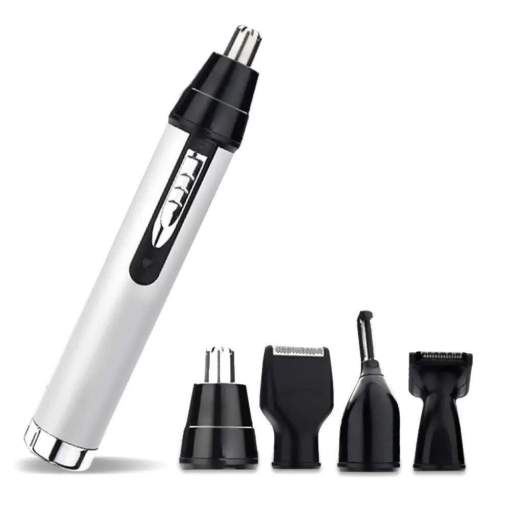 4-in-1 Electric Nose & Ear Hair Trimmer Set - USB Rechargeable Grooming Kit