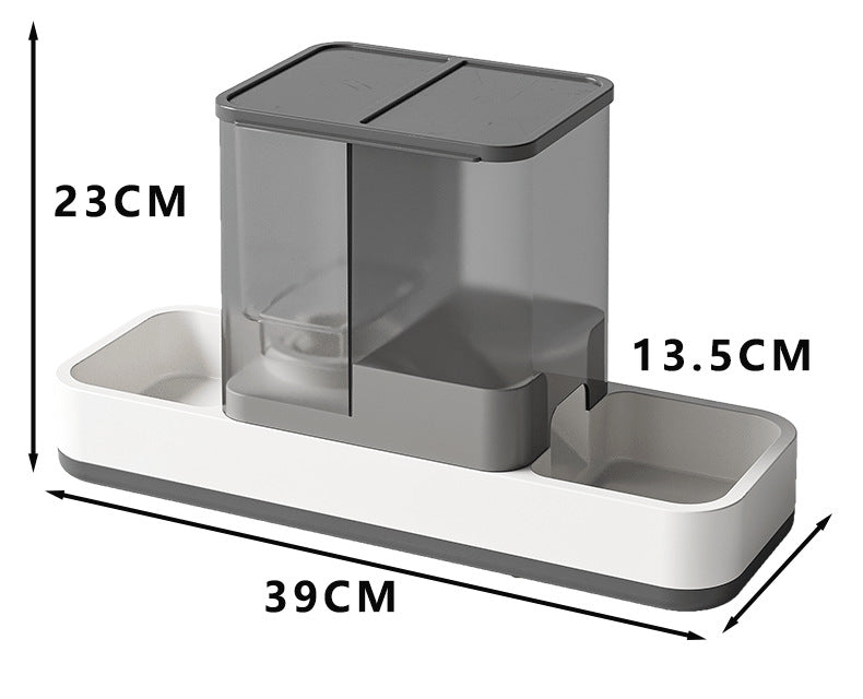 Grey 2-in-1 Automatic Pet Water and Food Dispenser - Gravity Feeder for Cats and Dogs
